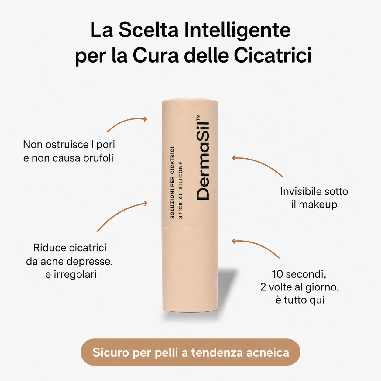 DermaSil™ | Stick al Silicone per Cicatrici da Acne e Pelle Irregolare