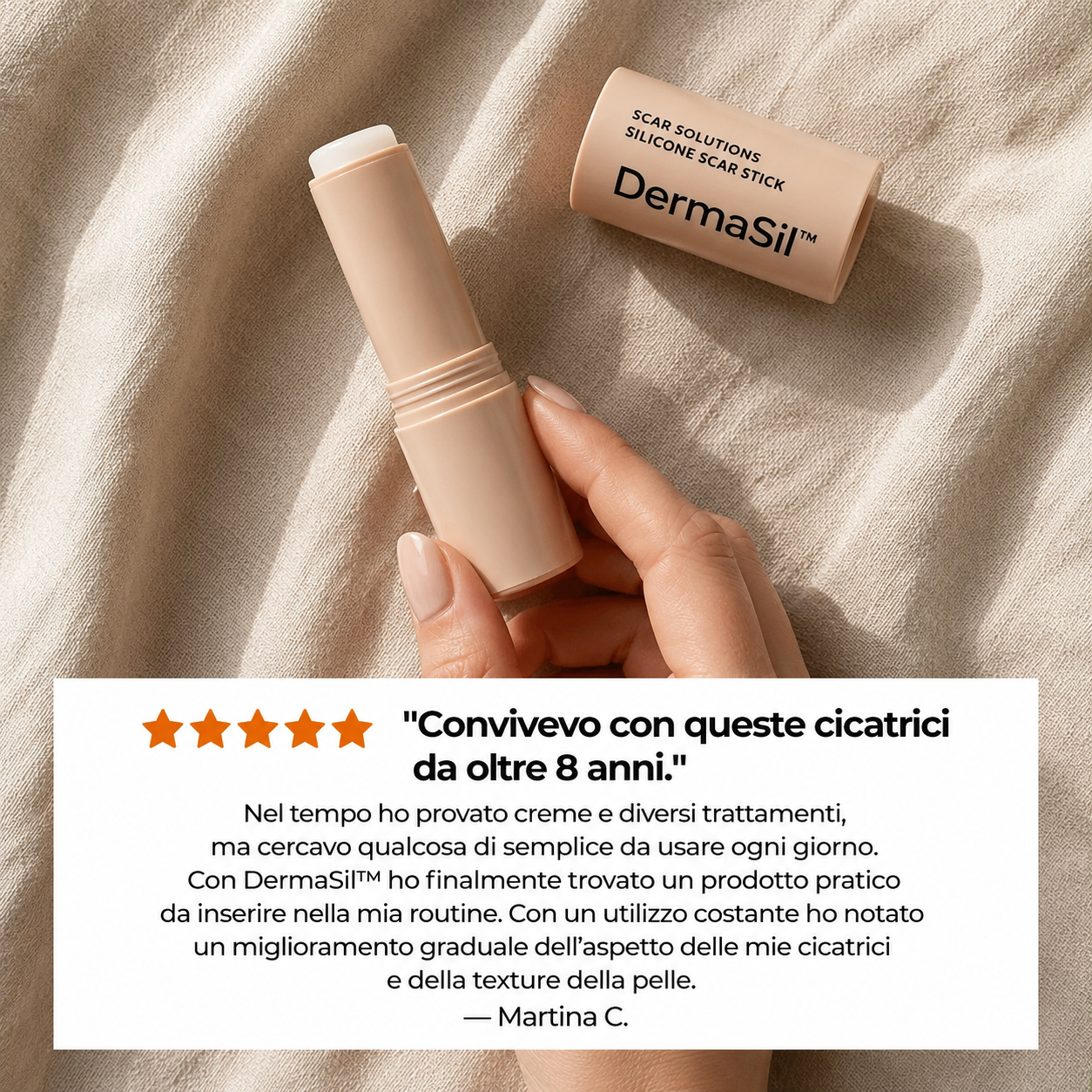DermaSil™ | Stick al Silicone per Cicatrici da Acne e Pelle Irregolare